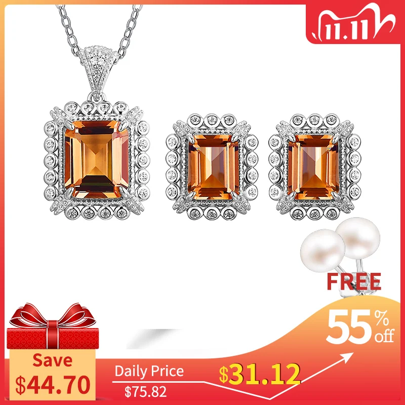

Diaspore Sterling Silver Jewelry Set 9.74 Carats Created Zultanite Classic Style for Women Gifts